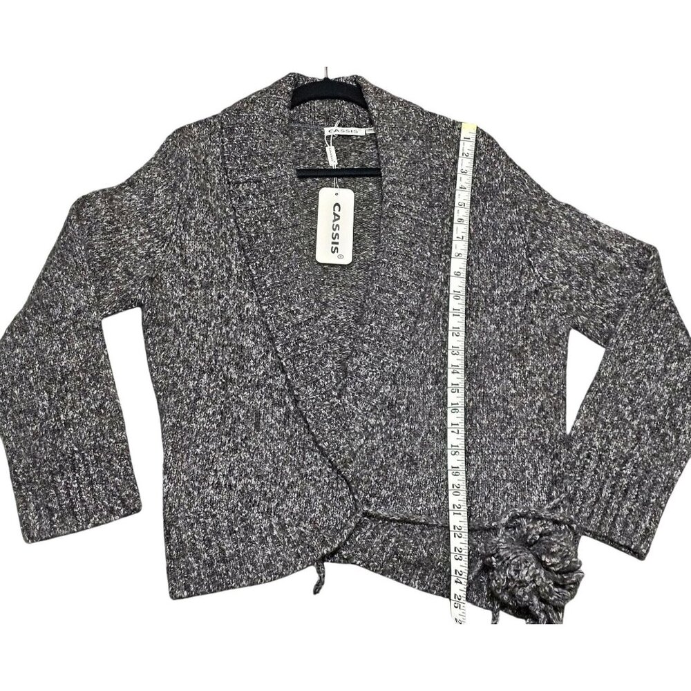 Cassis Womens Knit Wrap Cardigan Sweater Shawl‎ Collar Long Sleeve Gray - Picture 6 of 11